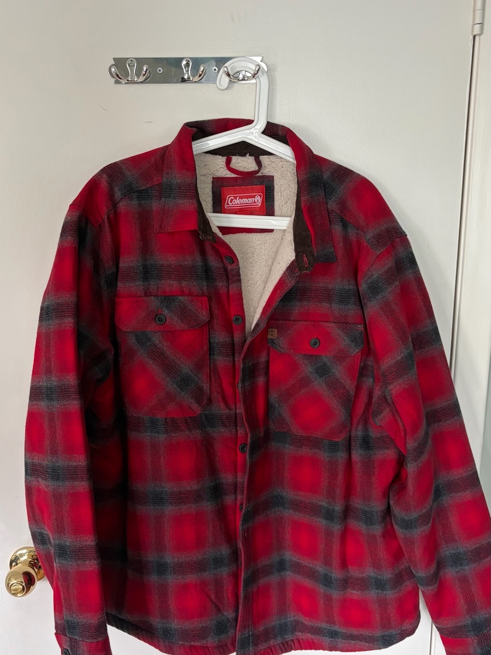 Coleman Red and Black Plaid Sherpa Jacket